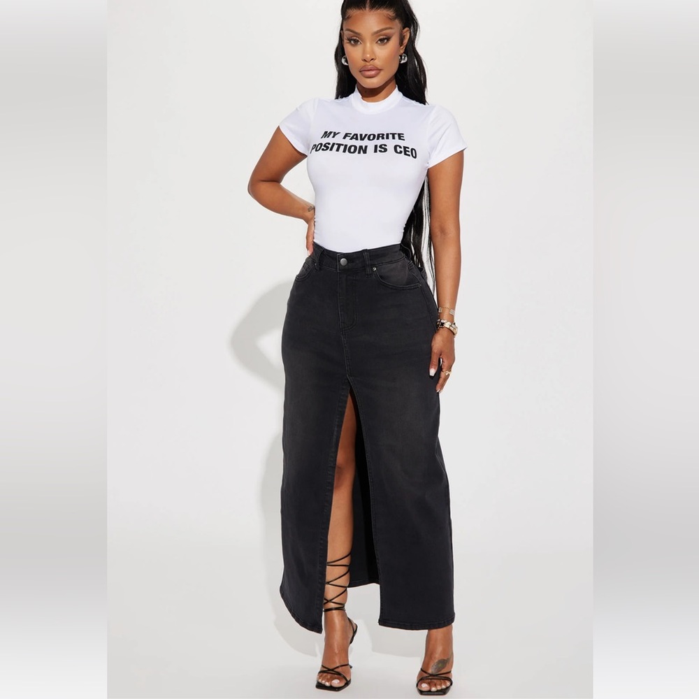 NWT Black Denim Skirt with Slit